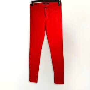 J Brand Red Skinny Jeans Premium Designer Size 0 Excellent Condition